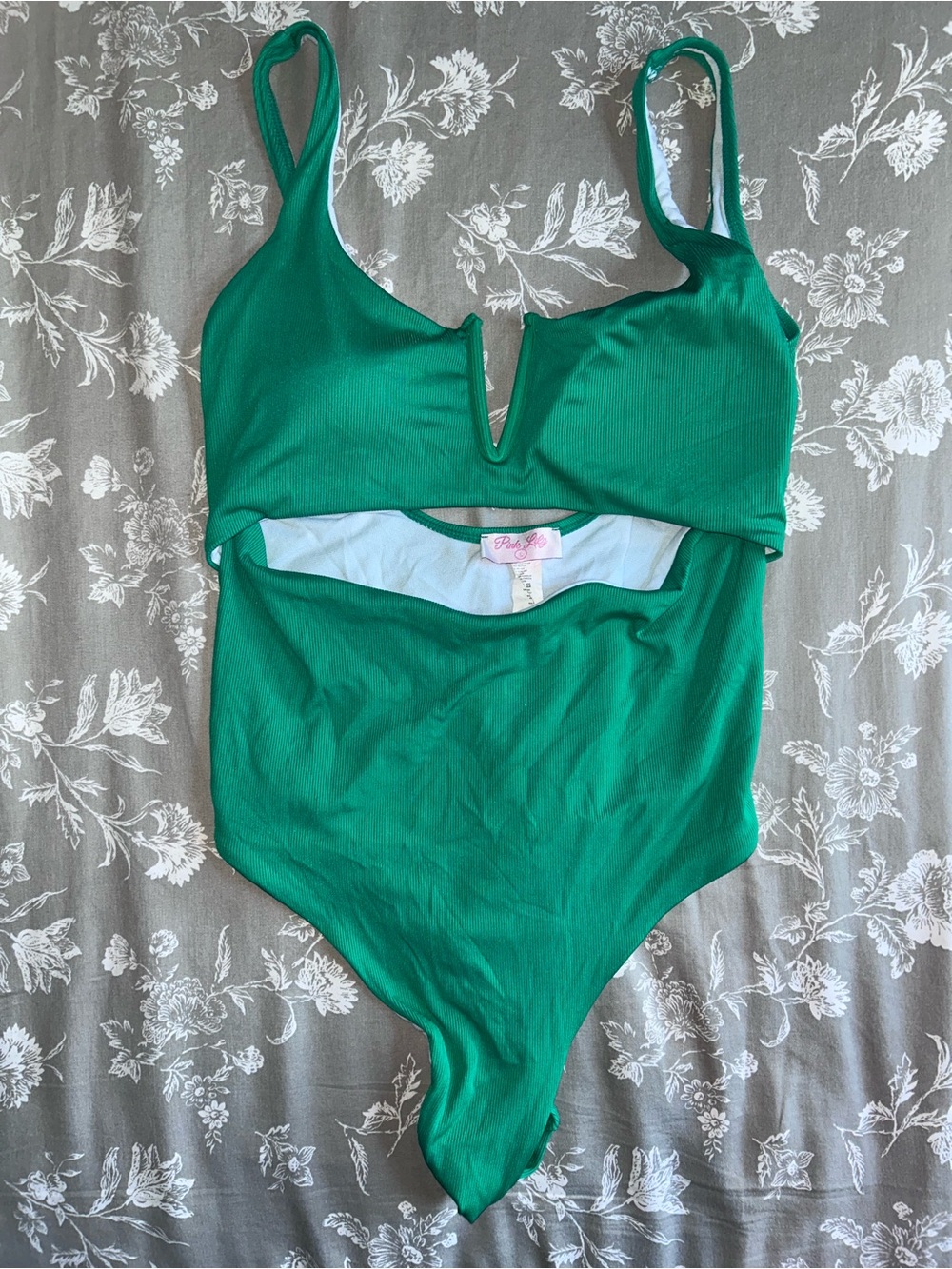 Pink Lily Emerald Green One-Piece Swimsuit